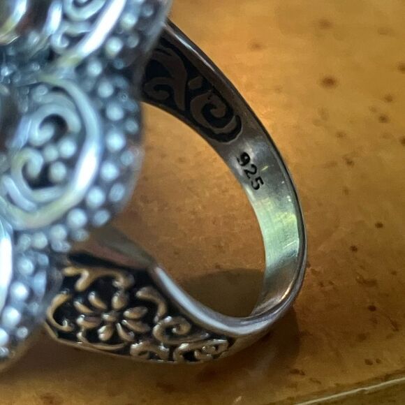 Natural Tanzanite Sapphire Sterling Silver Cocktail Ring Size 7 - Picture 6 of 9